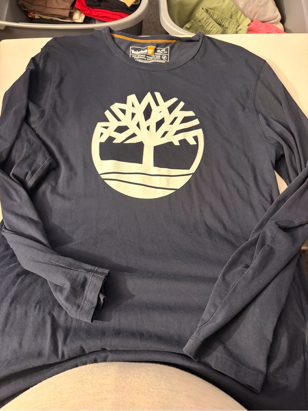 Timberland Navy Long-Sleeve Tee with White Tree Logo